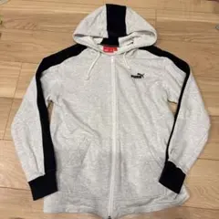 160【プーマ】PUMA フード付きパーカー グレー/黒