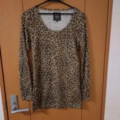 ヒョウ柄 長袖ミニワンピース Mサイズ