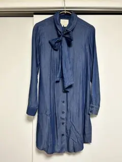 kate spade デニムブルー リボン付きワンピース