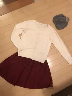 セット売り ハニーズカーディガン  イーハイフンスカート 冬服 ベレー帽