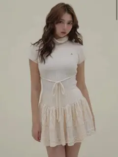 andmary Aletta frill mini dress beige ② ANDMARY】Aletta frill mini dress