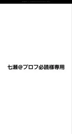 七瀬＠プロフ必読専用