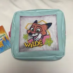 m*す様 ズートピア2 ニック・ワイルド 合皮メッシュ刺繍ポーチ