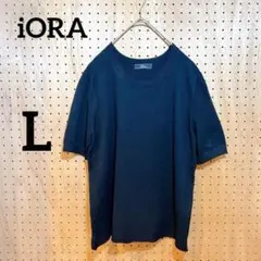 【iORA】半袖ニット 黒 L モノトーン シンプル