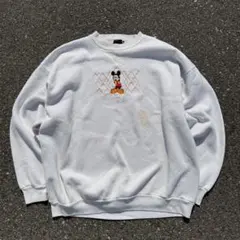 と*ろ様 希少　90s USA製　古着　ディズニー　スウェット　ホワイト　ミッキ