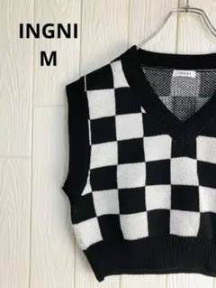 INGNI チェッカーパターン ニットベスト Mサイズ アクリル100%
