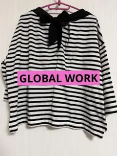 GLOBAL WORK 白黒ストライプ Tシャツ Mサイズ