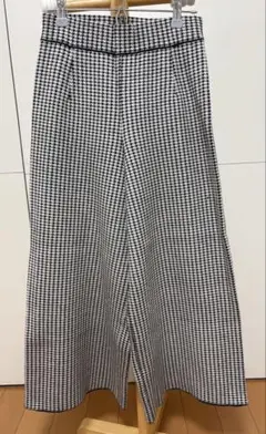 ZARA 白黒千鳥ハイウエストイージーワイドパンツ