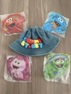 セサミストリート デニムバケットハットおまけでホルダー全4種♪