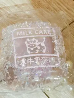 JammyJem キラキラ先生 スクイーズ クリア オイル 牛ケーキ 水色 立体