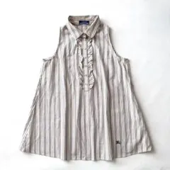 美品✨バーバリーブルーレーベル ノースリーブシャツ フリル ストライプ M