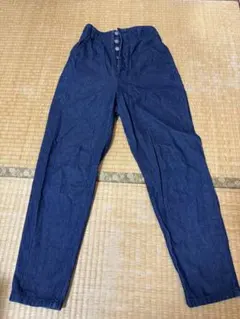 ダークブルー ハイウエストデニム パンツ