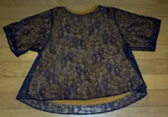LANVIN en Bleu レース切替 五分袖カットソー 38のサムネイル