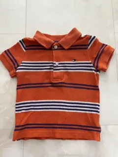 Tommy Hilfiger オレンジ ストライプ ポロシャツ 12M