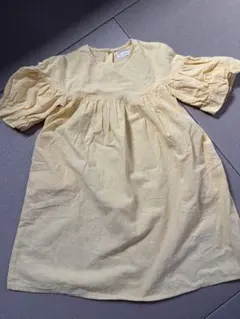 riziere 黄色いドット柄ワンピース 半袖