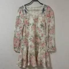 LIZ LISA 花柄 長袖ミニワンピース　リズリサ　姫ギャル　平成