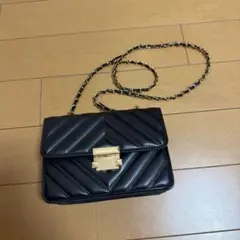 SHEIN 黒チェーンキルティングショルダーバッグ