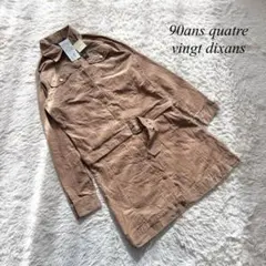 H7 コーデュロイシャツワンピース　ミニ丈　ベルト　ブラウン　カジュアル　M