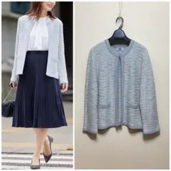 大きいサイズ J.PRESS ツィードニットカーディガン(23区ICB自由区組曲