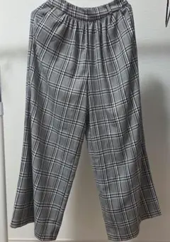 グレー系チェック ガウチョパンツ Mサイズ