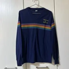 90s USA製 古着 Vネック長袖カットソー