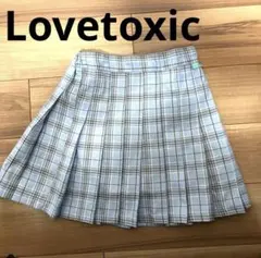 Lovetoxic 水色 チェック プリーツスカート