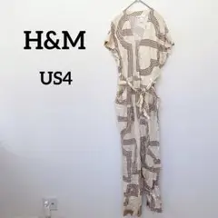 H&M 【US4】 幾何学模様 オールインワン アイボリー