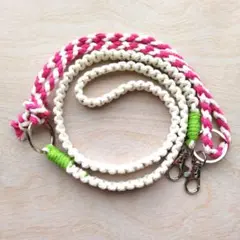 マクラメハンドメイド スマホショルダーストラップ 長さ調節可 白 黄緑 ピンク
