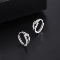 シンプル♡　レディース　フープ　ピアス　シルバー　ストーン　フォーマル　高級感