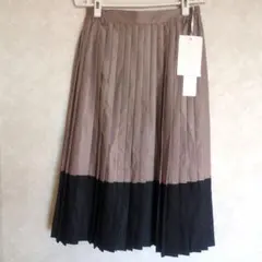 大人可愛い n’Or LABEL プリーツスカート ベージュ×ブラック