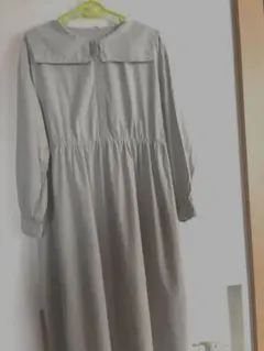 ehka sopo綿麻 襟付き 長袖 ロングワンピース