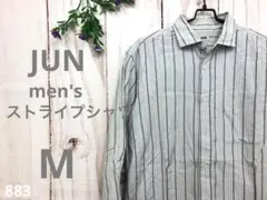 JUN ジュン メンズ ストライプシャツ 韓国男子 韓流 カジュアル Mサイズのサムネイル