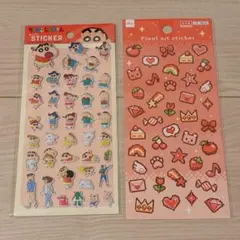 シールセット 2枚 クレヨンしんちゃん ピクセルアート（赤）