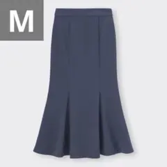 GU カットソーマーメイドロングスカート ブルー 丈標準84.0～91.0cm