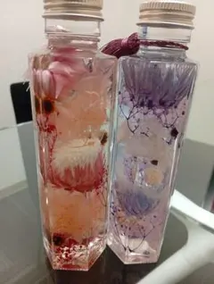 ハーバリウムボトルセット（ピンク・パープル）