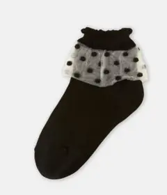 maison pecaチュールドット柄 ショートソックス 13-15 黒