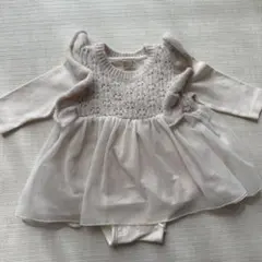 プティマイン　ホワイトピンク　ドレススタイルロンパース