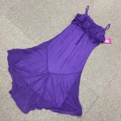 新品タグ付！ドレスショップgloss　パープルのラインキレイなドレス　ワンピース