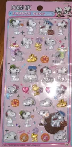 正規品　ボンボンドロップシール スヌーピー＆きょうだいたち 　ボンドロ　ピンク