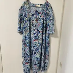 Afibel【2XL】花柄ワンピース 大きいサイズ 52 ゆったり 総柄 春夏