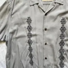 Vintage Silk 刺繍 シャツ shirt XL シルク ビンテージ