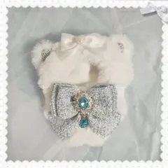 ねこ耳ぬい服　10cm用　ブルー　ツイード