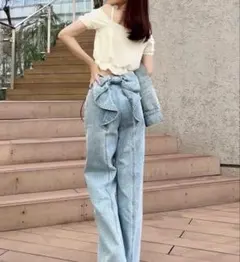 成瀬愛里 ダメージ加工 ワイドデニムパンツ ロング丈 試着のみ 成瀬愛里 ダメージ加工 ワイドデニムパンツ ロング丈 試着のみ - メルカリ