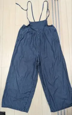 デニム風 キャミサロペット オールインワン ワイドパンツ L インディゴのサムネイル