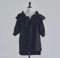 ブラック 半袖 ドレープデザイン トップス LOHEN - メルカリ