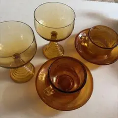 アンバーガラス マグカップ 小鉢 6点セット - メルカリ
