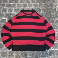 VAPORIZE ボーダー柄 ルーズ ニット L 赤黒 カートコバーン グランジ