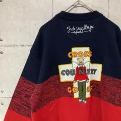 カステルバジャック トリコロール ゴルフ デザインニット セーター 刺繍 日本製のサムネイル