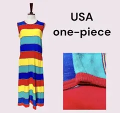vintage ヴィンテージ ワンピース ボーダー レトロ USA 海外古着のサムネイル