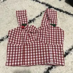赤と白のチェック ビスチェ